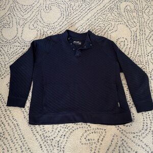 Eddie Bauer Navy Blue Quilted Sweatshirt